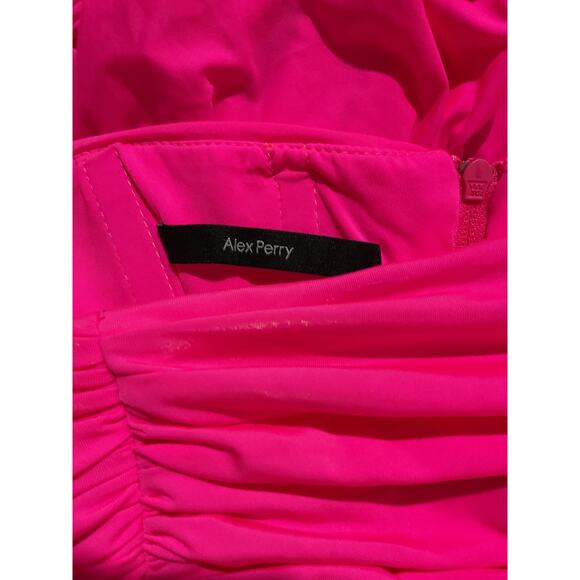 Alex Perry 'Haynes' Pink Nylon Strapless Gown With Gloves Size 10 - Picture 4 of 6